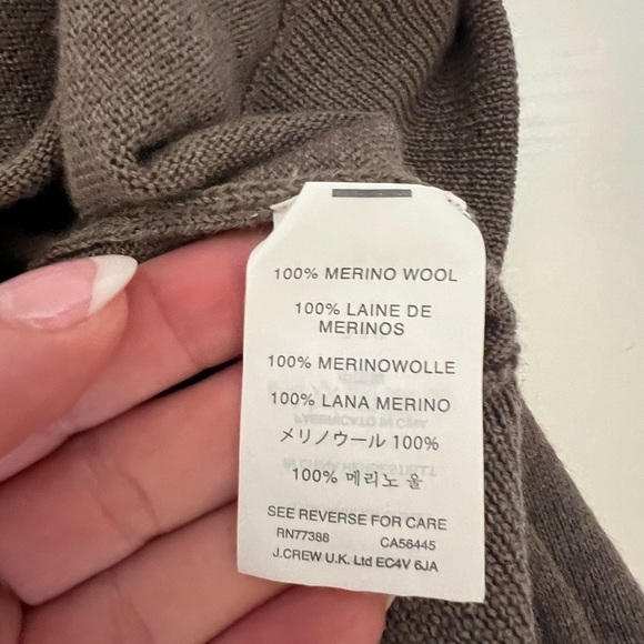 NWOT J. Crew Taupe Quarter Zip Sweater 100% Italian Merino Wool Sz L - Picture 6 of 6